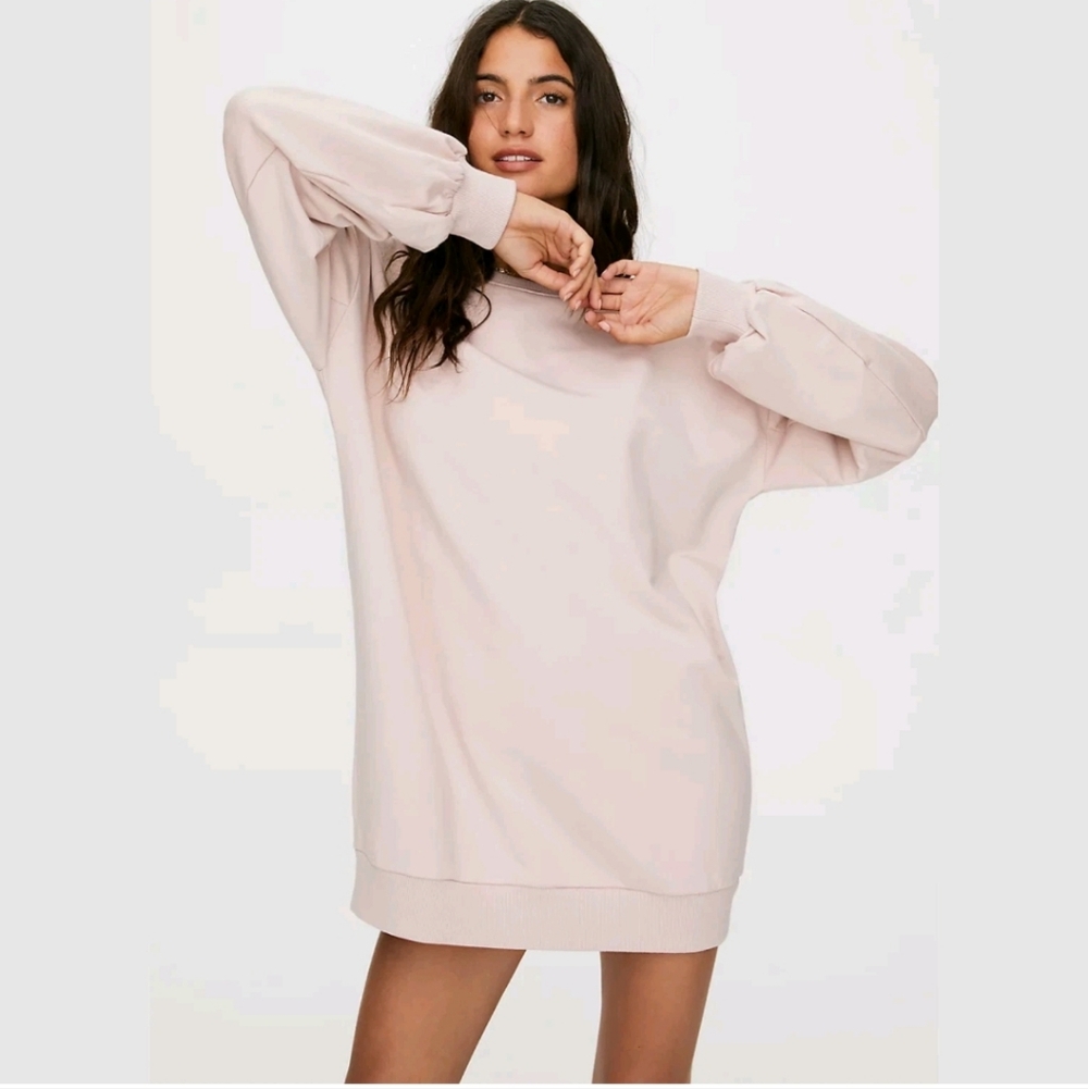 Babaton Aritzia Angelica Oatmeal Sweatshirt Dress Size S Cotton Sweater